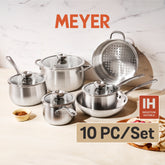 Cookware Set - Meyer - bestselling, bigsale, Cookware Set, Meyer - Bella Classico, payday, SET, SPECIAL SALE - MEYER WHITE STEEL ชุดเครื่องครัวสแตนเลส 10 ชิ้น SET | PotsandPans